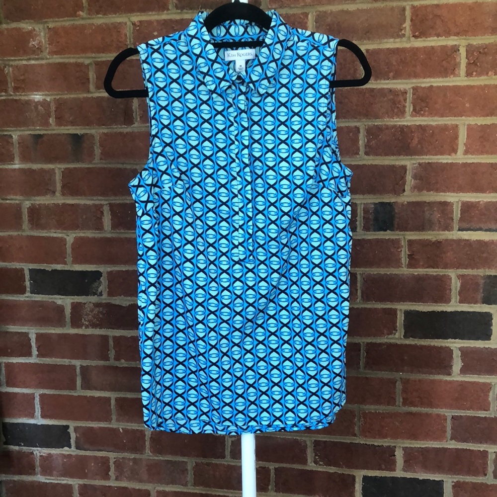 Kim Rogers Sleeveless 100 % polyester Tunic Blues/Mint Green